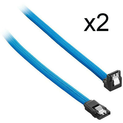 2 x Câble SATA gainé à angle droit CableMod ModMesh - 30 cm - Bleu clair