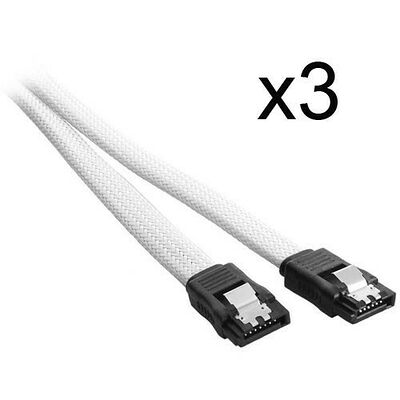 3 x Câble SATA gainé à verrouillage CableMod ModMesh - 30 cm - Blanc