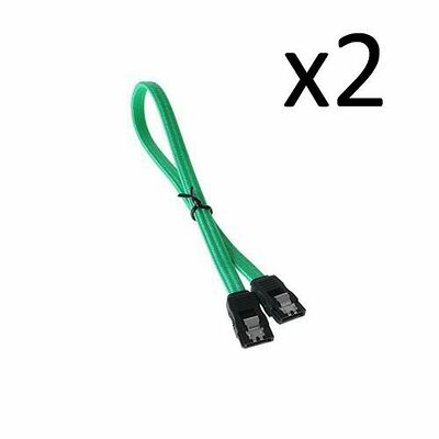 2 x Câble SATA gainé à verrouillage BitFenix Alchemy - 30 cm - Vert/Noir