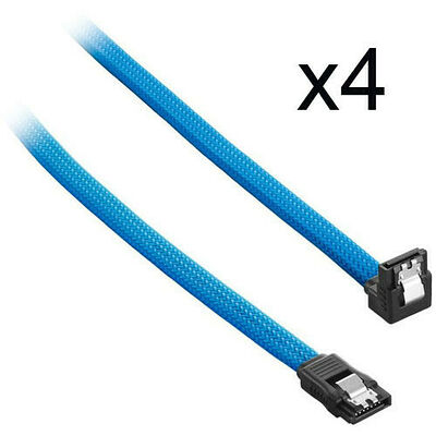 4 x Câble SATA gainé à angle droit CableMod ModMesh - 60 cm - Bleu clair