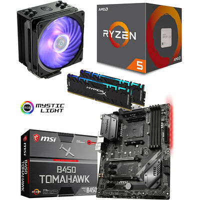 Kit d'évo AMD Ryzen 5 2600 + MSI B450 TOMAHAWK + Hyper 212 RGB + 16 Go