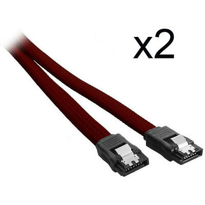 2 x Câble SATA gainé à verrouillage CableMod ModMesh - 60 cm - Rouge sang