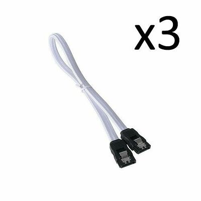 3 x Câble SATA à verrouillage BitFenix Alchemy - 30 cm - Blanc/Noir