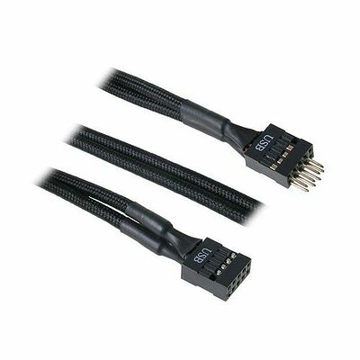 Câble rallonge gainé USB 2.0 interne BitFenix Alchemy, 30 cm, Noir/Noir