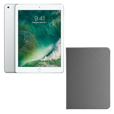 Apple iPad 32 Go Wi-Fi Silver (2017) + Tucano Minerale pour iPad 9.7" Gris