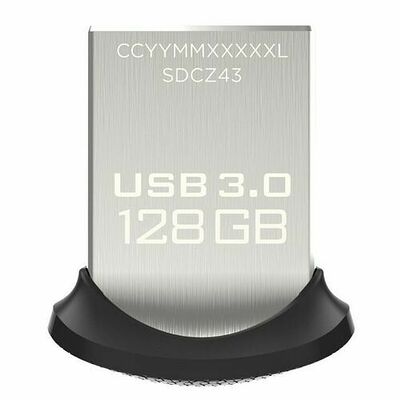 Clé USB 3.0 Sandisk Ultra Fit, 128 Go, Noir