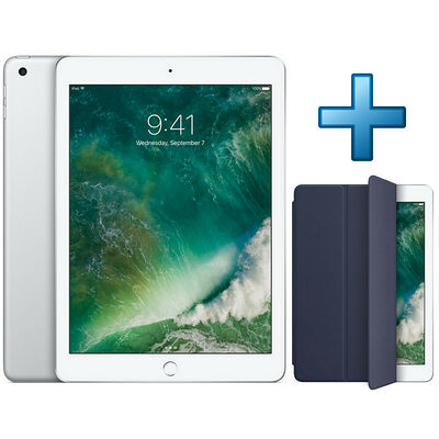 Apple iPad 32 Go Wi-Fi Silver (2017) + Apple Smart Cover Bleu nuit