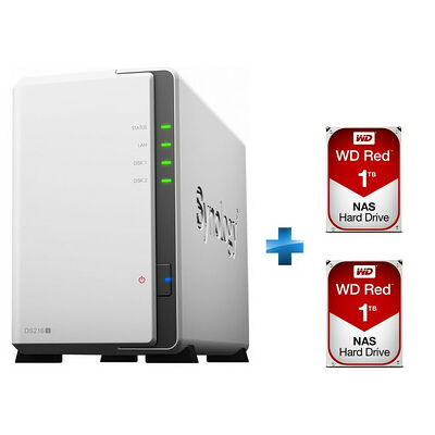 Synology DS216j + 2 x Western Digital WD Red, 1 To