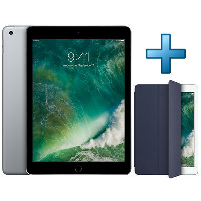 Apple iPad 32 Go Wi-Fi Gris sidéral (2017) + Apple Smart Cover Bleu nuit