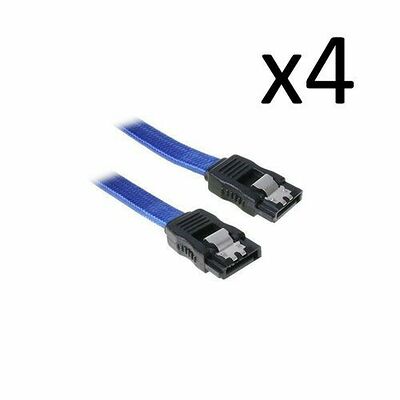 4 x Câble SATA gainé à verrouillage BitFenix Alchemy - 30 cm - Bleu/Noir