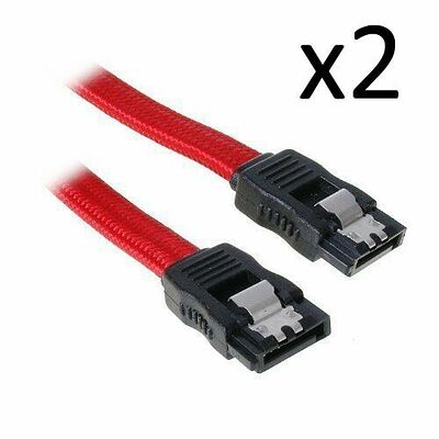 2 x Câble SATA gainé à verrouillage BitFenix Alchemy - 30 cm - Rouge/Noir