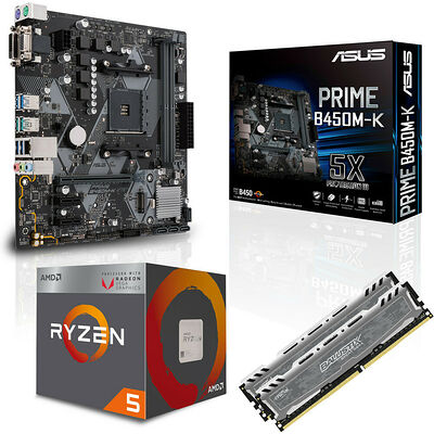 Kit évo AMD Ryzen 5 2400G (3.6 GHz) + Asus PRIME B450M-K + 8 Go