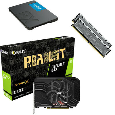 Palit GeForce GTX 1660 Ti StormX, 6 Go + Crucial BX500, 480 Go, SATA III + 16 Go