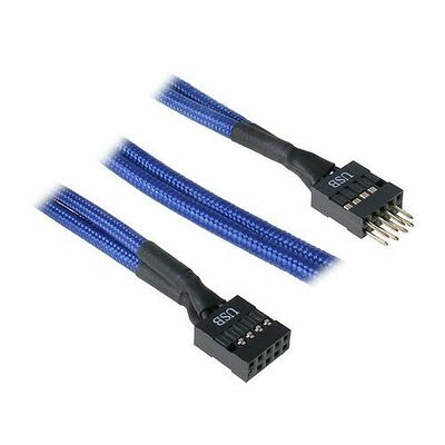 Câble rallonge gainé USB interne BitFenix Alchemy, 30 cm, Bleu/Noir