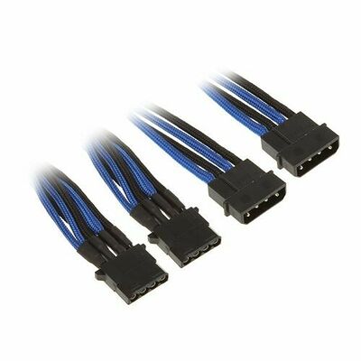 Câble adaptateur gainé Molex vers 3 x Molex BitFenix Alchemy, 55 cm, Bleu/Noir