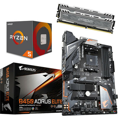 Kit évo AMD Ryzen 5 2600 (3.4 GHz) + Gigabyte B450 AORUS Elite + 16 Go