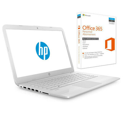 HP Stream 14-AX003NF Blanc + Microsoft Office 365 Personnel (1 an)