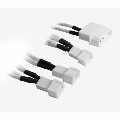 Câble adaptateur gainé 4 vers 3x3 broches BitFenix Alchemy, 20 cm, Blanc/Blanc