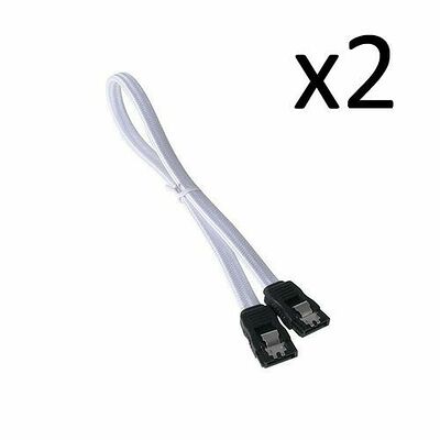 2 x Câble SATA gainé à verrouillage BitFenix Alchemy - 30 cm - Blanc/Noir
