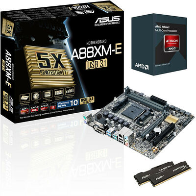 Kit d'évo AMD Athlon II X4 860K Quiet Cooler + Asus A88XM-E/USB 3.1 + 8 Go