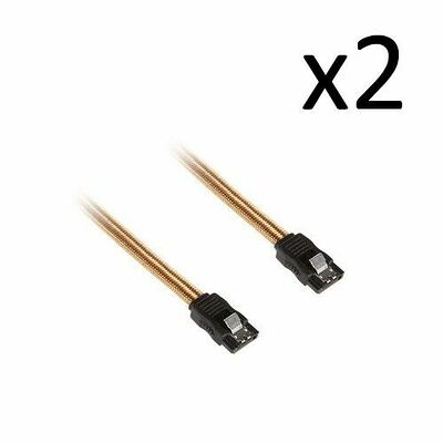 2 x Câble SATA gainé à verrouillage BitFenix Alchemy - 30 cm - Or/Noir