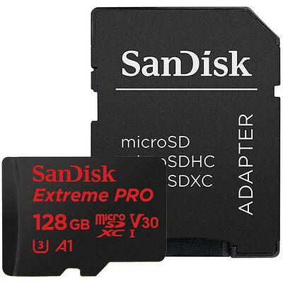 Carte Mémoire Micro SDXC Sandisk Extreme Pro, 128 Go, Classe 10 + Adaptateur SD