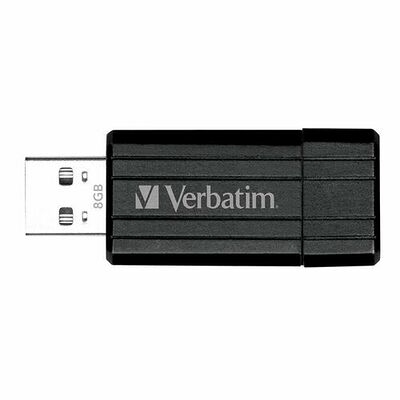 Clé USB 2.0 Verbatim PinStripe, 8 Go, Noir
