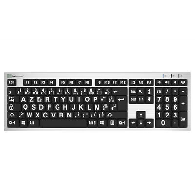 LogicKeyboard LargePrint PC Slimline - Blanc/Noir (AZERTY)