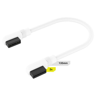 Corsair iCue Link - Câbles slim coudés 135 mm (Blanc)