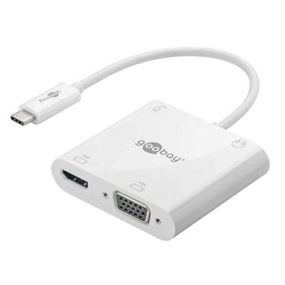 Goobay adaptateur USB-C / HDMI + VGA + PowerDelivery - Blanc