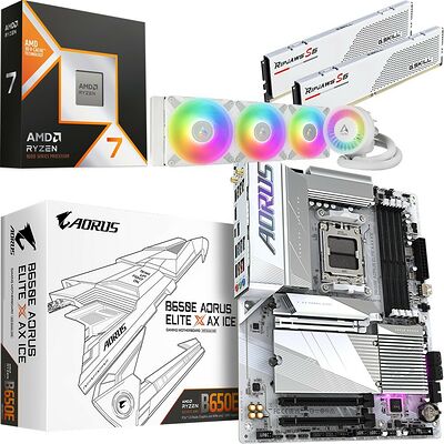 Kit évo Ryzen 7 9800X3D + B650E A ELITE X AX ICE + Liquid Freezer III 360 + 32Go