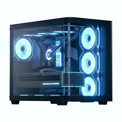 Boîtier PC Moyen Tour AEROCOOL B508A Flow - Noir, Façade Mesh, Fenêtre Verre Trempé, 5 Ventilateurs ARGB Préinstallés