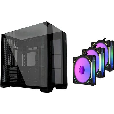 Lian Li O11 Vision Compact - Noir + 3 ventilateurs Uni Fan SL-Infinity Reverse