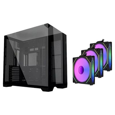 Lian Li O11 Vision Compact - Noir + 3 ventilateurs Uni Fan SL-Infinity Reverse