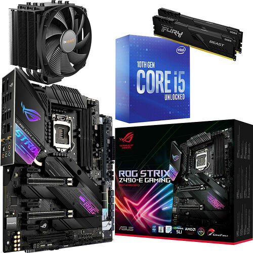 Kit évo Core i5-10600K + Asus ROG STRIX Z490-E + Dark Rock 4 + 16 Go