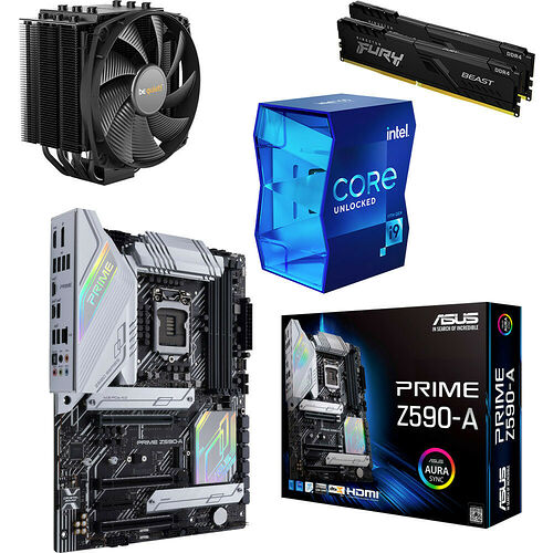 Kit évo Intel Core i9-11900K + Asus Z590-A + Dark Rock 4 + 16 Go