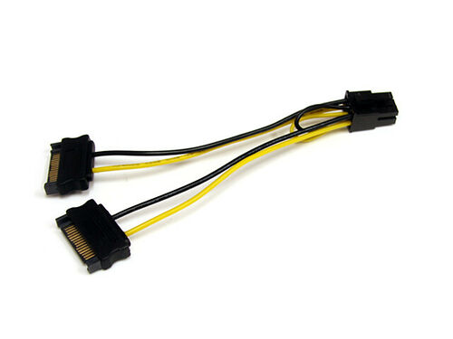 Câble adaptateur alimentation SATA vers PCI-E 6 broches Startech - 15 cm