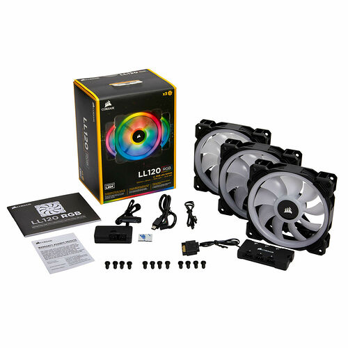 Corsair LL120 RGB - 120 mm (Pack de 3) + Contrôleur et Hub RGB