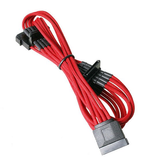 Câble gainé Molex vers 4 x alimentation SATA BitFenix Alchemy - 20 cm - Rouge