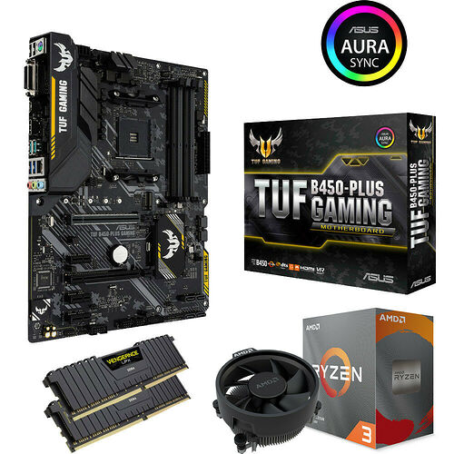 Kit évo Ryzen 3 3300X (3.8 GHz) + Asus TUF B450 PLUS GAMING + 16 Go