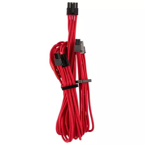 Câble gainé 1 x PCI-E 6+2 broches Corsair - 65 cm - Rouge - Câble