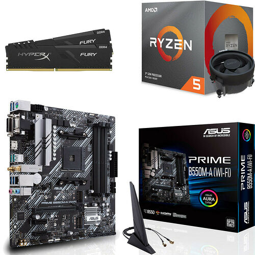 Kit évo Ryzen 5 3600XT (3.8 GHz) + Asus PRIME B550M-A (WI-FI) + 16 Go