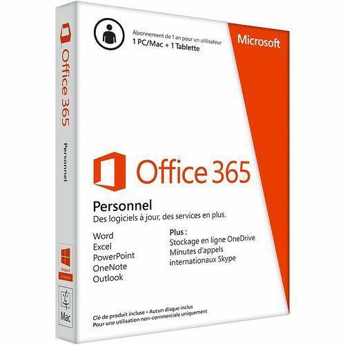 Microsoft Office 365 Personnel (Abonnement 1 an)