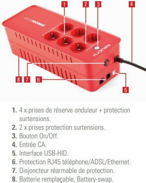 Salicru SPS.850.HOME, 6 prises