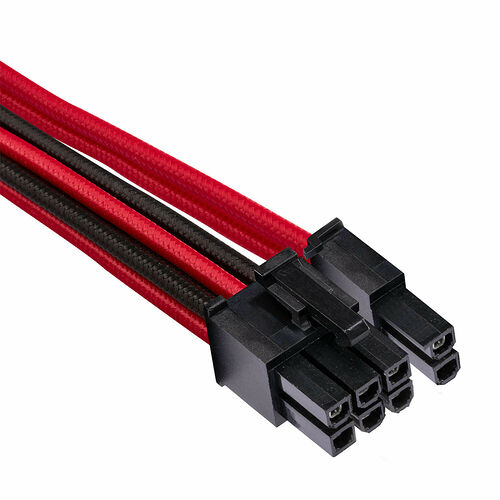 Câble gainé 2 x PCI-E 6+2 broches Corsair - 65 cm - Rouge/Noir