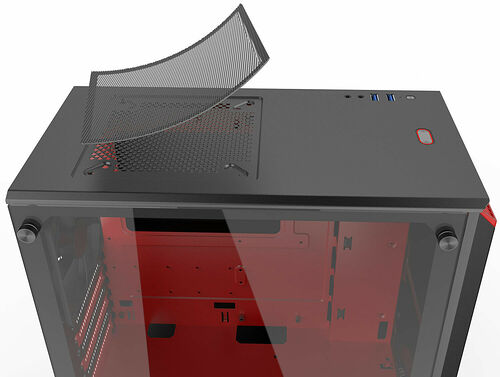 Phanteks Eclipse P300 Tempered Glass - Noir/Rouge