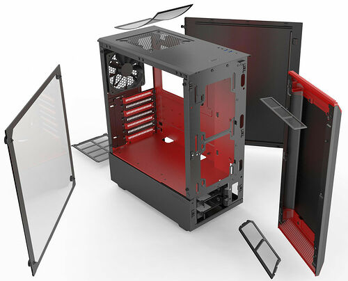 Phanteks Eclipse P300 Tempered Glass - Noir/Rouge
