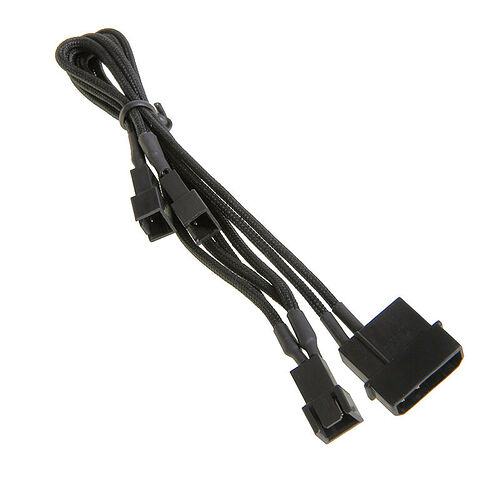 Câble adaptateur gainé 4 vers 3x3 broches BitFenix Alchemy, 20 cm, Noir/Noir