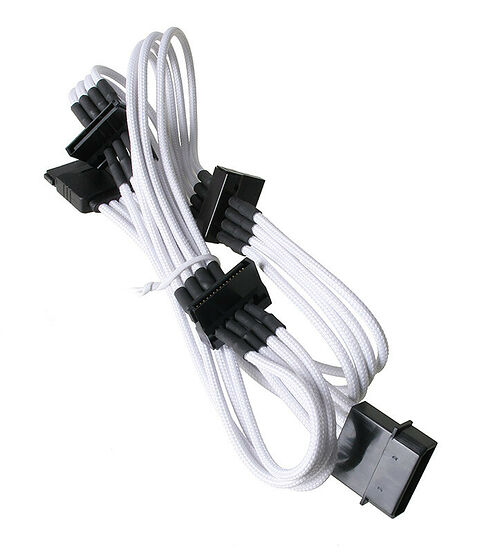 Câble gainé Molex vers 4x SATA BitFenix Alchemy - 20 cm - Blanc/Noir