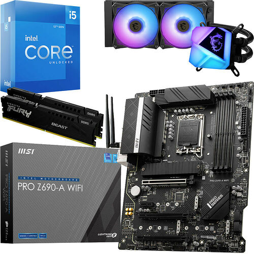 Kit évo Intel Core i5-12600K + MSI PRO Z690-A WIFI + CORELIQUID C240 + 32 Go